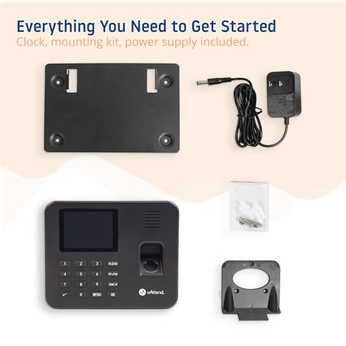 uAttend RE2000 Biometric Time Clock for Employees – Fingerprint + PIN Punching, Wi‑Fi Cloud Time & Attendance System with Offline Storage, Payroll-Ready – Small Business Time Tracking