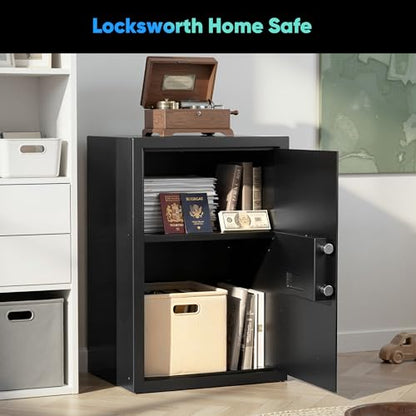 Locksworth Safe 1.92 Cubic Feet Safe Box with Electronic Keypad & Keys, Digital Security Lock Box for Home and Business Use, Money, Valuables, Guns, Jewelry and Documents, 13.8"W x 12.2"D x 19.7"H - size: 1.92 Cubic Feet