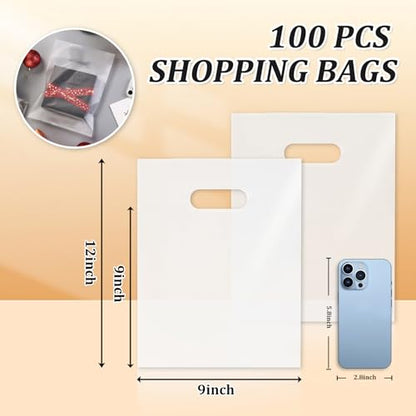 100 Pack Clear Plastic Bags, 9"x12" Merchandise Bags With Die Cut Handles - color: Clear