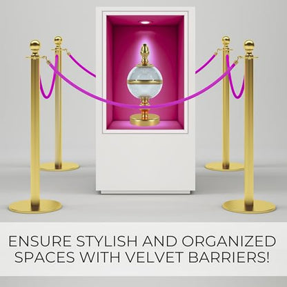 4 PCS Pink Purple Velvet Rope - 5 Ft Barrier for Parties Crowd Crowd Control Ropes Control Hanging Stanchion Rope for Ceremonies Queue Line for Safe - color: Pink Purple