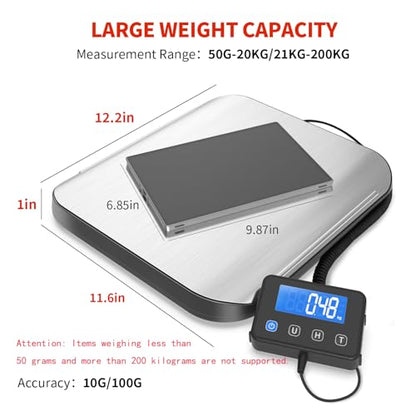 KKZ Shipping Scale, 440 LB Heavy Duty Postal Scale for Packages