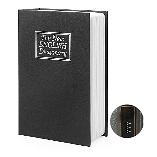 Small Sized Diversion Book Safe Storage Box, Dictionary Secret Safe Can with Security Combination Lock/Key, Diversion Book Hidden Safe (Combination, Black dictionary) - style: Black dictionary-Combination