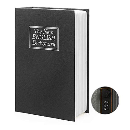 Small Sized Diversion Book Safe Storage Box, Dictionary Secret Safe Can with Security Combination Lock/Key, Diversion Book Hidden Safe (Combination, Black dictionary) - style: Black dictionary-Combination