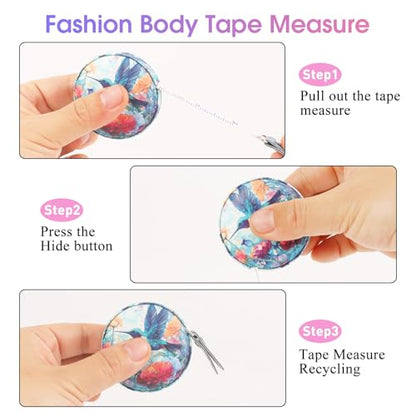 Retractable Mini Leather Tape Measure, Auto Retract Hummingbird - color: Hummingbird