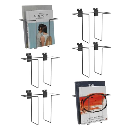 6 Pack Literature Display for Slatwall, Metal Wire Magazine Holder Slat Wall Shelf Accessories for Exhibitions Trade Show and Office Retail Store - Black