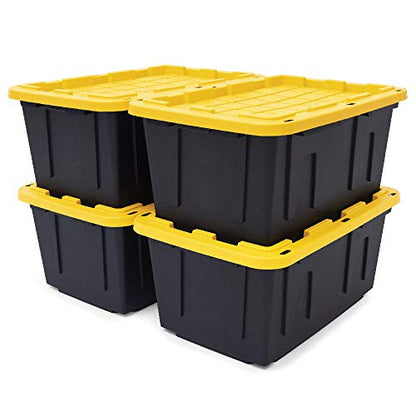 CX Heavy Duty 4-Tier Garage Storage Shelves + 4-pack 27-Gallon Bins & Lids - style: Shelf + 27 Gallon Container (4-Pack)