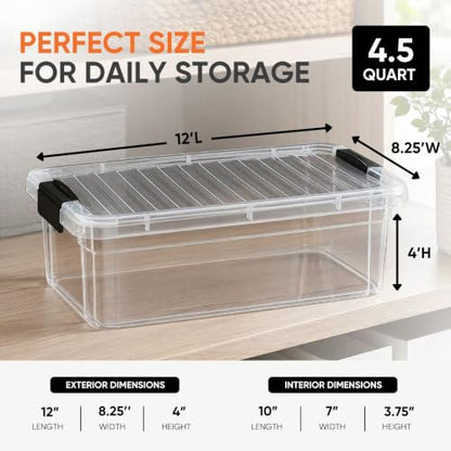 Superio 4.5 Quart Clear Plastic Storage Containers with Lids, Stackable Organizer Bins, BPA-Free Storage Boxes for Home, Office, Dorm & Classroom, 2 Pack - size: 4.5 Quart