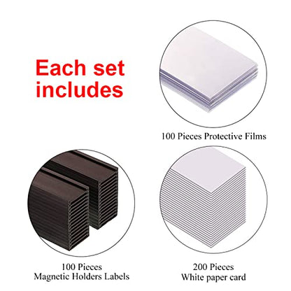 C Channel Magentic Label Holders 1x3 Inches with Paper Inserts and Clear Plastic Protectors,Magnetic Data Card Holders File Cabinet,Pack of 100 - size: 1"x3"-100pcs