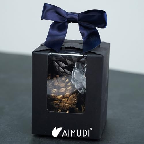 AIMUDI Navy Blue Satin Ribbon Twist Tie Bows - 3.5" Pretied Bows for Treat Bags, Cake Pops, Gift Wrapping, Wedding Favors, Baby Showers - 50 Counts - color: Blue Navy