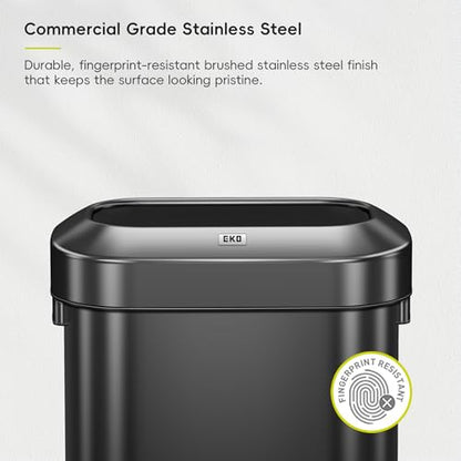 EKO Urban 24 Gallon/90 Liter Open Top Stainless Steel Slim Commercial Trash Can, Tall Kitchen Trash Bin, Heavy-Duty Commercial Grade Large Garbage Bin for Home, Office, Hotel, Restaurant, Matte Black - color: Matte Black, size: 90 Liter, Slim