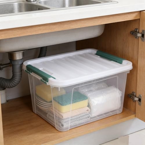 Latching Storage Bins with Lids, 20 Qt Stackable Box, 4-Pack - size: 20 Quart