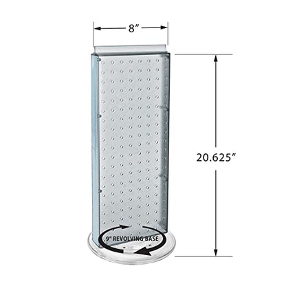 Azar Displays 700508-CLR-4C16 8-Inch W by 20-Inch H Revolving Black Pegboard Counter Display with 16-Pack of 4 inch Locking Hooks, Clear - color: Clear, style: Pegboard + Hooks