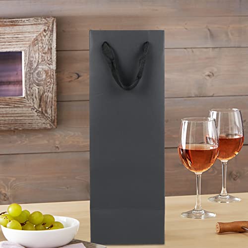 Aimyoo Black Wine Bottle Bags 6x5x15 inch, 10 Pack Large Kraft Paper Gift Bags with Handles Bulk - color: Black - 6x5x15 inch, size: 1 Count (Pack of 10)