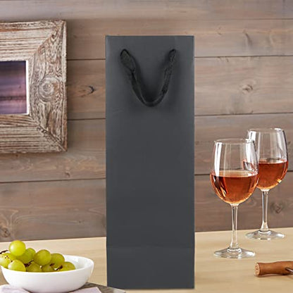 Aimyoo Black Wine Bottle Bags 6x5x15 inch, 10 Pack Large Kraft Paper Gift Bags with Handles Bulk - color: Black - 6x5x15 inch, size: 1 Count (Pack of 10)