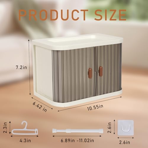 Doll Wardrobe Storage Box, Foldable Doll Closet, Transparent Grey