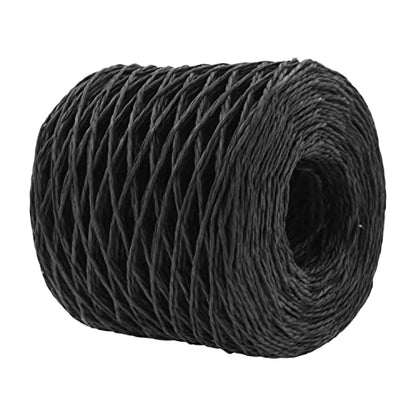 Mandala Crafts Black Natural Raffia Yarn for Crochet Gift Wrapping - color: Black, size: 1/16 Inch 200 Yards Raffia Yarn