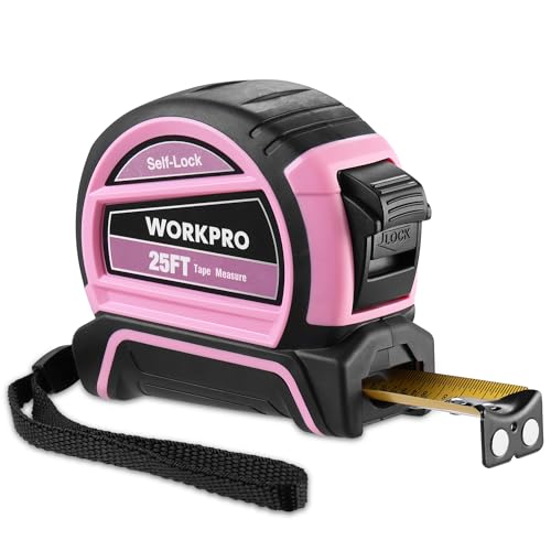 WORKPRO 25FT Pink Tape Measure, Dual Lock Measuring Tape - Pink Ribbon