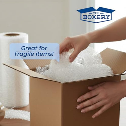 The Boxery 24 in x 125 ft Bubble Roll, Large Bubble 1/2 in Clear Cushioning Wrap, Perforated for Packing Moving Shipping Supplies - size: 24 in x 125 ft