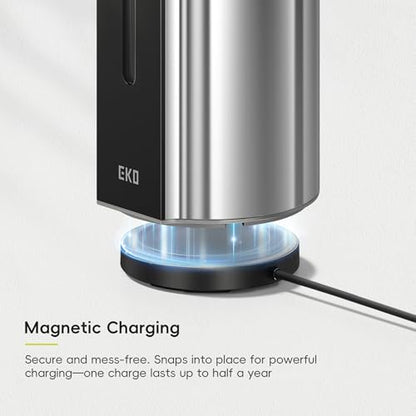 EKO Aroma Pro 13.5 fl oz Touchless Automatic Liquid Soap Dispenser, Rechargeable Hand & Dish Soap Dispenser for Bathroom and Kitchen, Waterproof, Adjustable Volume Control (Chrome Metallic) - color: Chrome Metallic, size: 13.5 oz