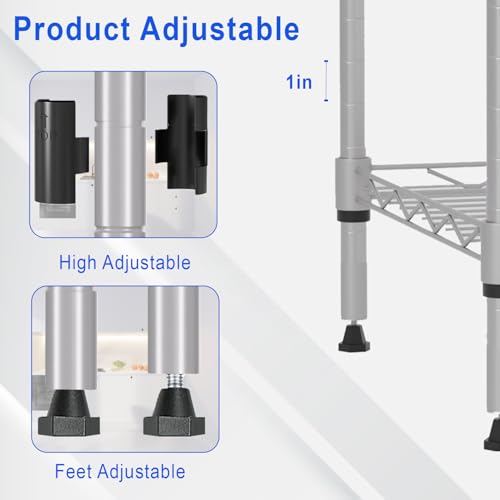 FDW | 5-Tier Wire Shelf | 17" x 12" x 48" | Chrome - color: Chrome, size: 5-Shelf Small No Wheels