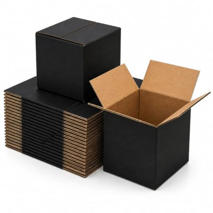 5x5x5 Black Shipping Boxes, Pack of 35 - size: 5"x5"x5"
