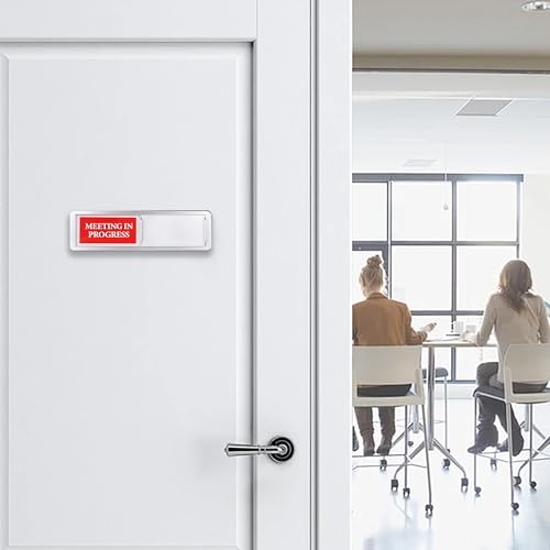 Meeting in Progress or Vacant Door Sign, Meeting Sliding Indicator Sign - color: Silver Vacant Meeting