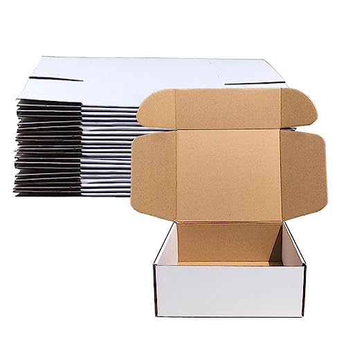 Shipping Boxes 9x9x4 inch Pack of 20, White Corrugated Cardboard Mailer Box - color: White