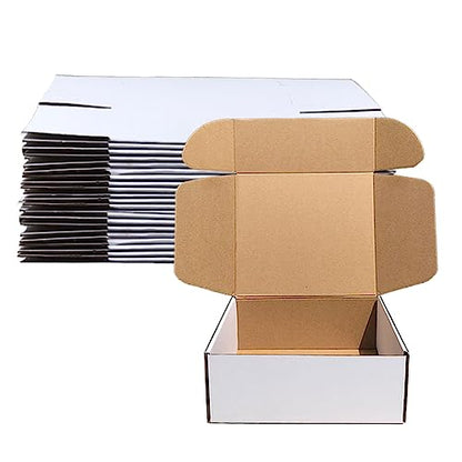 Shipping Boxes 9x9x4 inch Pack of 20, White Corrugated Cardboard Mailer Box - color: White