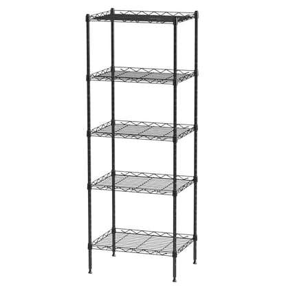5 Tier Standing Metal Wire Shelving Unit, Adjustable Height, Storage Shelf Units for Laundry Bathroom Kitchen Pantry Closet (11.6" D x 16.6" W x 49" H inches, Black) - size: 11.6" D x 16.6" W x 49" H