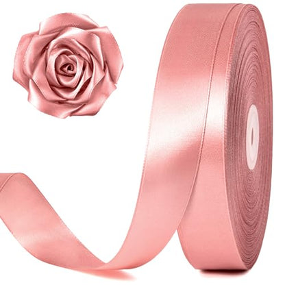 Rose Gold Satin Ribbon 1 Inch x 100 Yards - color: Rose Gold