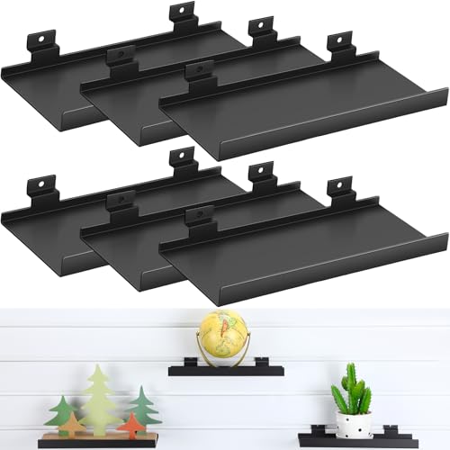DoubleFill 6 Pcs Slatwall Shelves Metal Slat Wall Shelf, Black, 10x4.3 Inch - color: Black, size: 10x4.3 Inch