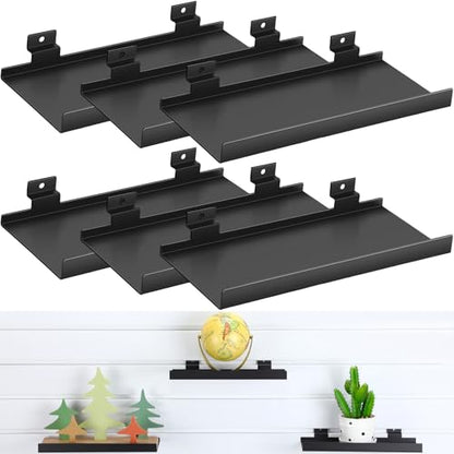 DoubleFill 6 Pcs Slatwall Shelves Metal Slat Wall Shelf, Black, 10x4.3 Inch - color: Black, size: 10x4.3 Inch