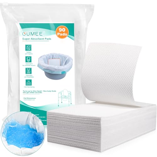 OUMEE 90 Count Absorbent Commode Pads for Bedside Commode Bucket - size: 9.5*5in-90