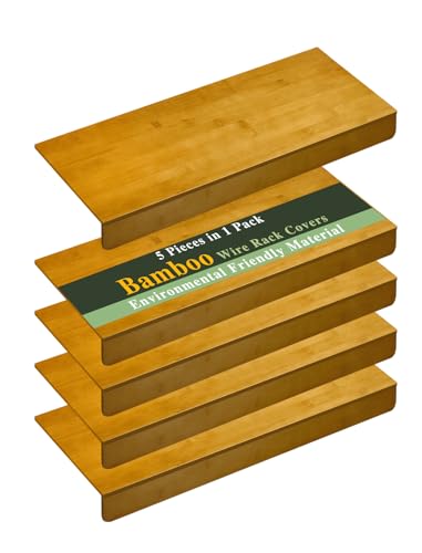 5 Pack Bamboo Wire Shelf Covers,0.47in Thick Snap-On Removable Bamboo Wire Rack Covers, Shelf Covers for Shelving Pantry Bathroom Kitchen Closet(30" W X 12" D) - size: 30" W X 12" D