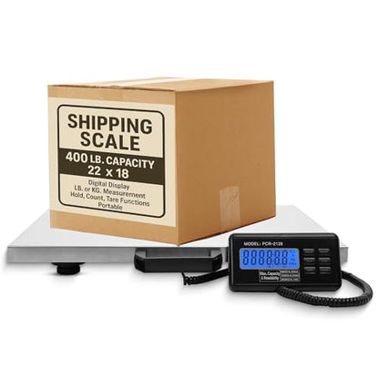 Shipping Scale, Platform Scale, Industrial, 400 Lb, Large Platform, 22x18