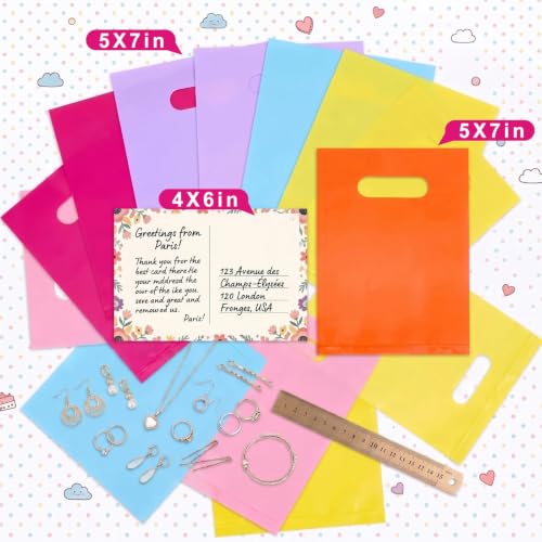 Maitys Orange 300 Pcs Small Plastic Bags with Handles 5x7 for Business - color: Orange