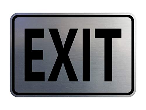 Signs ByLITA Classic Framed Exit Sign (Brushed Silver) - Small (2 Pack) - color: Brushed Silver, size: 4 x 6" - Small (2 Pack)