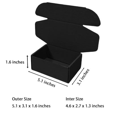 50 Pack 5.1x3.1x1.6 in Black Shipping Boxes - color: Black, size: 5.1x3.1x1.6 in