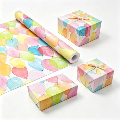 Viadom Birthday Wrapping Paper Roll, Gift Wrap for Boys Girls Kids Women Birthday, Valentines, Mothers day, Graduation, Wedding, Fathers day, Baby Shower, Christmas (17in x 50ft) - color: Colorful Balloon