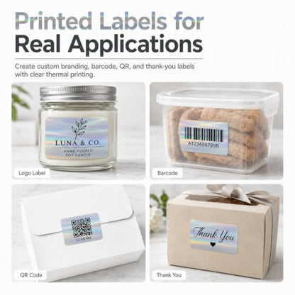 Holographic Silver Thermal Label 2 × 3 Inch Vinyl Sticker 200 PCS - color: Holographic Silver, size: 2 × 3 Inch