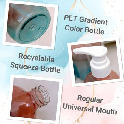 Empty Plastic Bottles with Pump Dispenser, 500ml Gradient Bottle, 3 Pack - color: Gradient, size: 3 Pack
