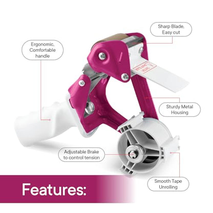 TAPEWELL Heavy Duty Metal Frame Packing Tape Dispenser Gun, 2 inch, Purple - color: Purple, size: 2 Inch