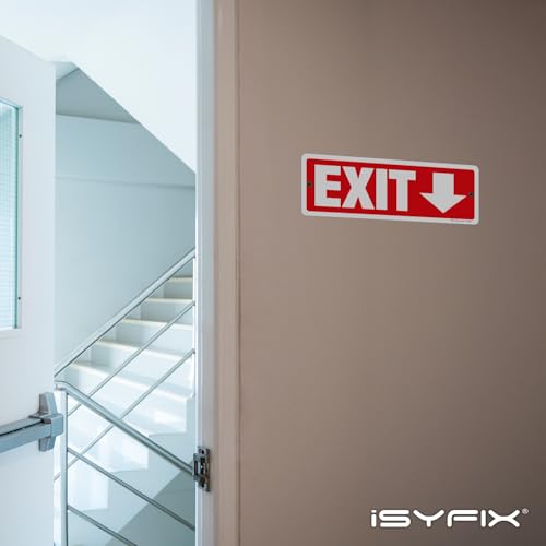 iSYFIX Exit Signs 2 Pack 12x4 Inch with Directional Down Arrows - color: Metal Down, size: 2 Pk 12x4