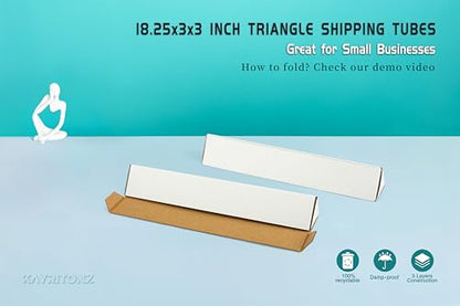 Triangle Mailing Tube, 18.25x3x3 inch Cardboard Box, 25-Pack