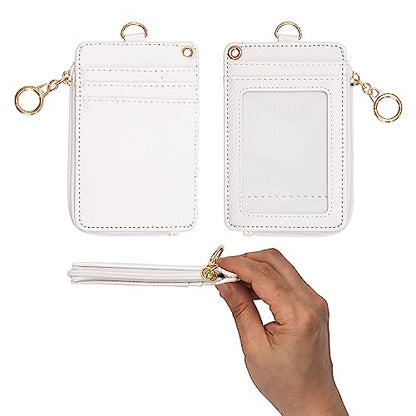 MONDO DESIGNS 2-in-1 ID Badge Holder Lanyard Wallet - Off White - color: Off White