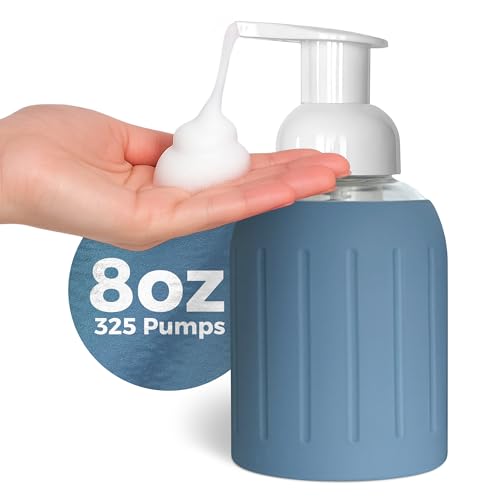 Foaming Glass Hand Soap Dispenser Pump Slate Blue 8oz - color: Slate Blue