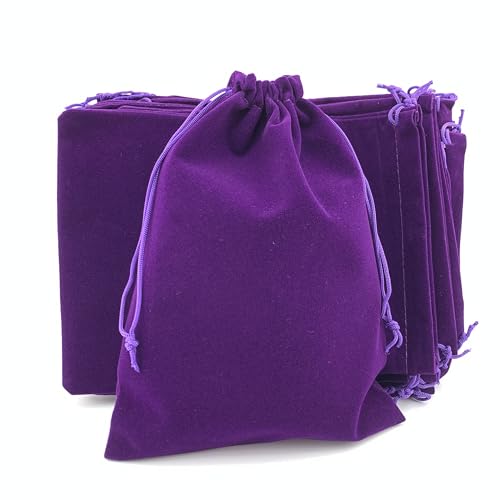 Palmhomee Pack of 12 7x9 Inch Velvet Drawstring Bags Gift Bag Velvet Pouch For Jewelry Wedding and Party Favor (Purple) - color: Purple