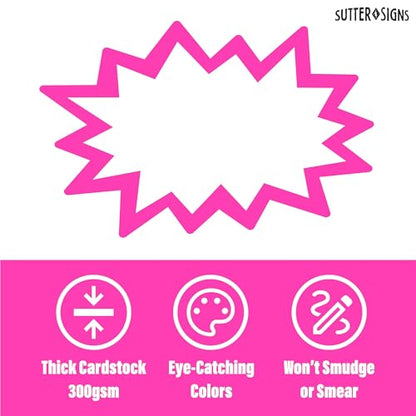 Starburst Signs with Stickers 100pcs | 3x5 inch (Neon) - color: Neon, size: 3x5