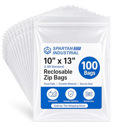 10" X 13" (100 Count) Quart Clear Reclosable Zip Plastic Poly Bags - size: 10” X 13”