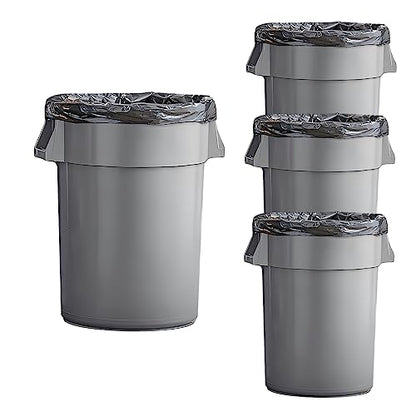Set of 4 Round Commercial Trash Can 44 Gallon, Industrial Recycling Bin, Durable Garbage Can, Safe Food Container, Ingredient Bin (Gray) - color: Gray